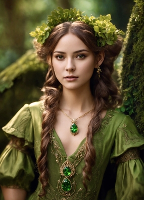 绿色森林精灵女孩美女写真图片